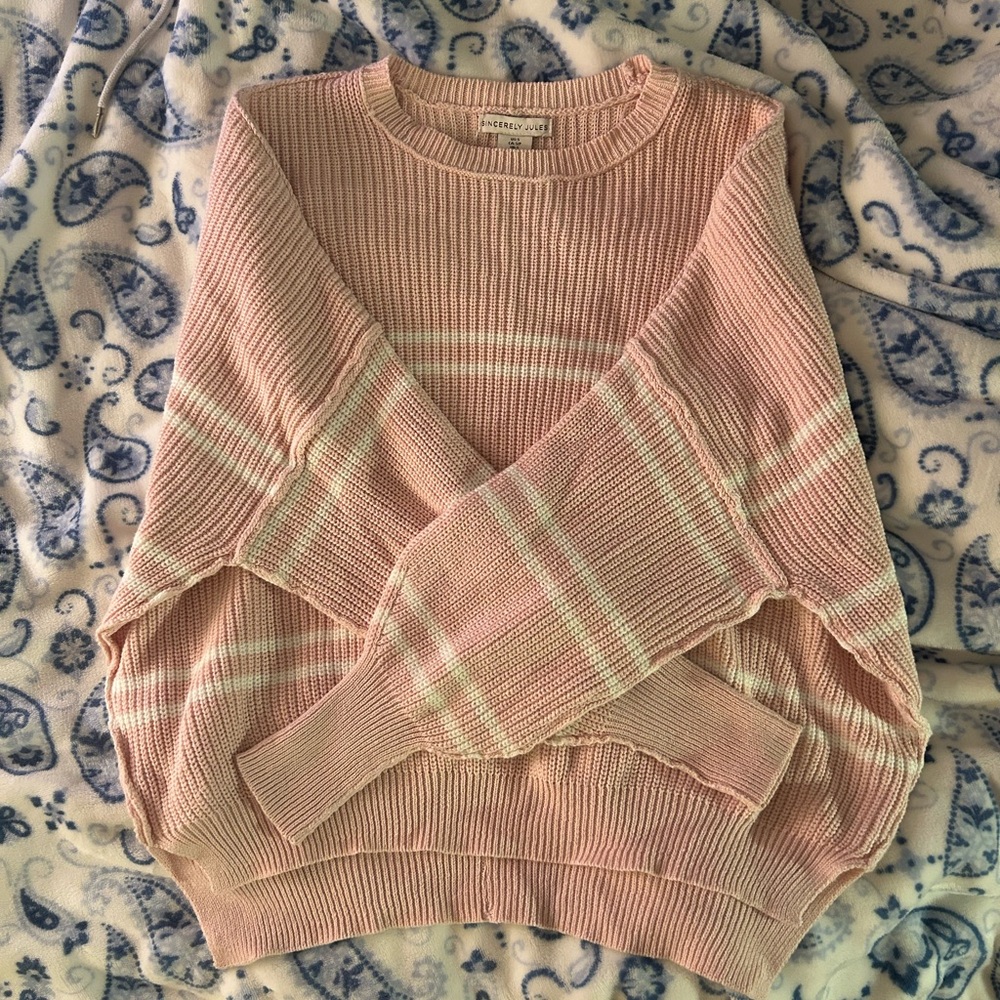 Sincerely Jules Baby Pink Stripped Knitted Sweater